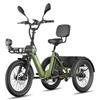 Triciclo Eléctrico de Carga FAFREES F20 Mate II para Personas Mayores, Batería Extraíble de 48V 25Ah, Cestas Delantera y Trasera