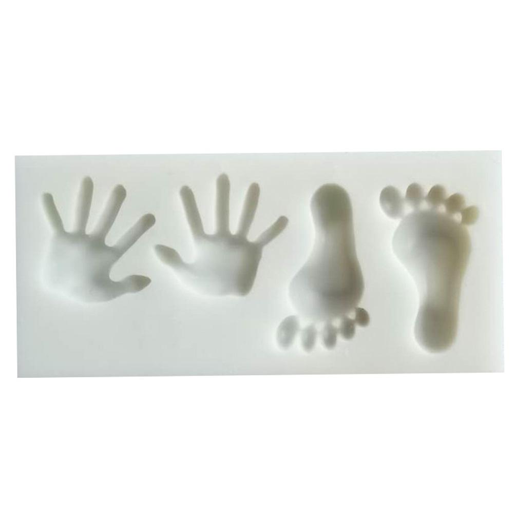 4Holes Hand Foot Silicone Molds Chocolate Candy Clay Fondant Cake Baking Decorating Tools