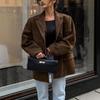European and American Women's Imitation Suede Suit Jacket Autumn and Winter Retro Casual Jacket Women's Loose Korean Version