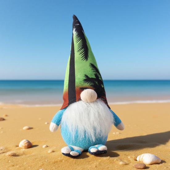 Letní dekorace trpaslíků Roztomilé plážové plyšové figurky trpaslíků v žabkách Havajský styl Elf Trpaslík Ozdoba pro domov Selský statek Vícepatrová podnosová dekorace