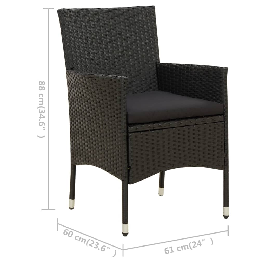 9 piece outdoor dining set with cushions poly rattan black
