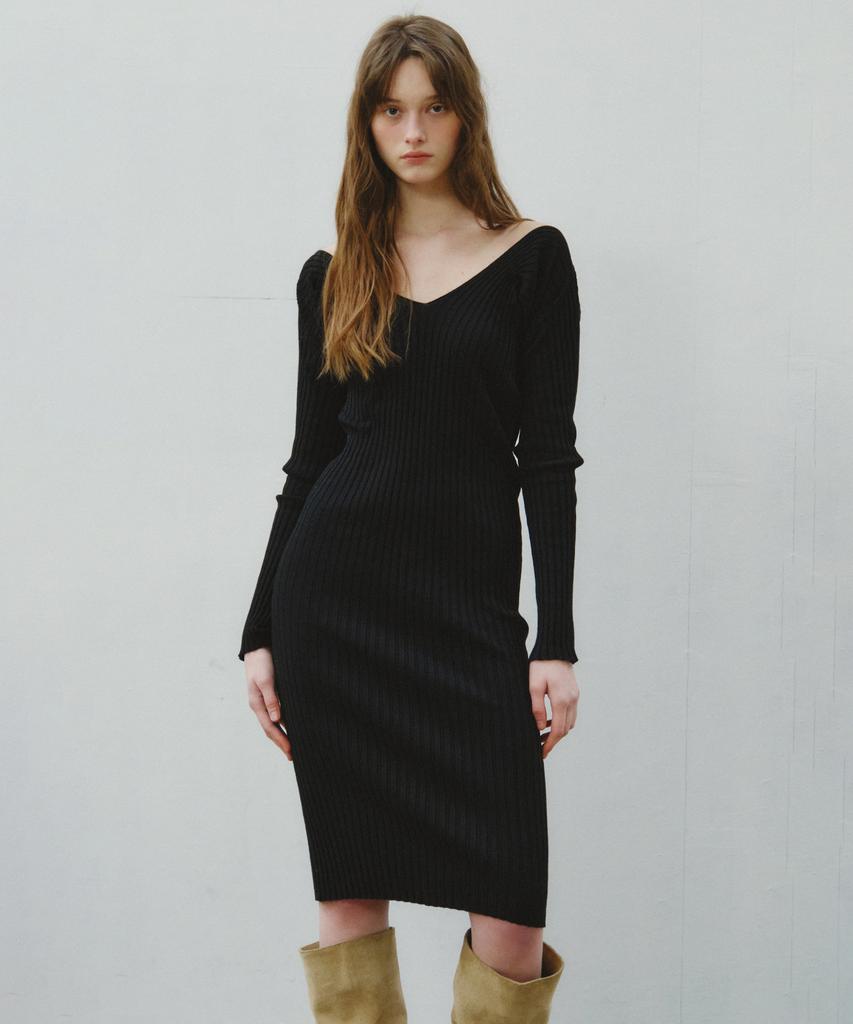 Cita Merry Ribbed Knit Dress_Ctop716(Black)