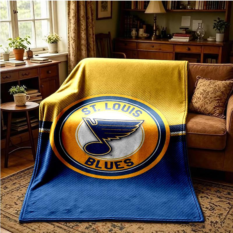 Louis Blues Eishockey Team Wirft Decke Flanelldecken Plüsch für Sofa Bett Geschenke für Männer Frauen Reise Picknickdecke Weihnachtsgeschenke für Fans