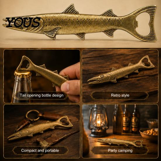 Otwieracz do butelek Ryba Kolekcjonerska Rustykalny Otwieracz, Kreatywny Korek ze Szczegółową Łuską Wytrzymały Metalowy Design, Retro Stop Metalowy Narzędzie Barowe do Piwa i Napojów Gazowanych