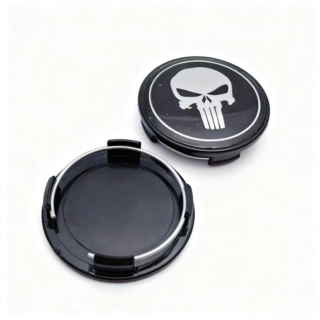 4pcs Skull Logo Emblem Badge Car Wheel Center Caps 65MM Clips 60MM Wheels Hub Dust Cap Rim Hubcaps Cover Replace Car Accessories