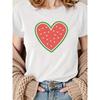2026 New Casual Short Sleeve TShirt with Bright Red Watermelon Heart Breathable Crew Neck Top Short Sleeve for Everyday Wear