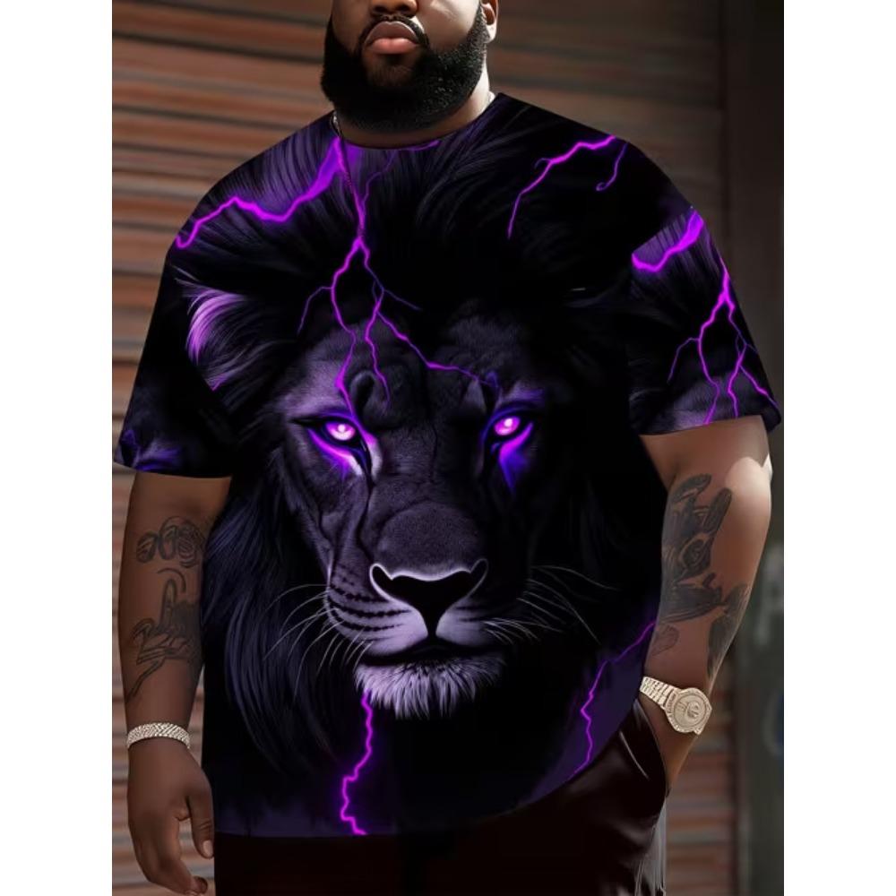 Sommer Herren Mode Stilvoll Bequem Rundhals Kurzarm T-Shirt Bunte Tiere 3D Druck Lässig Locker Atmungsaktiv Weich Übergröße T-Shirt