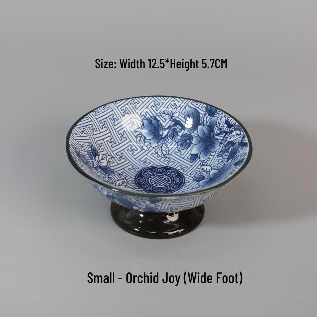 Chinese Blue and White High-Footed Porcelain Pastry Plate - Small Size for Fruit, Tea, Snacks, Nuts, or Pot Stand