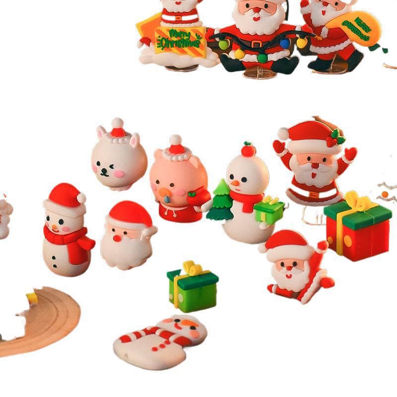 Popular Soft Glue Christmas Cake Ornaments: Santa Claus & Snowman Inserts for Holiday Party Desserts