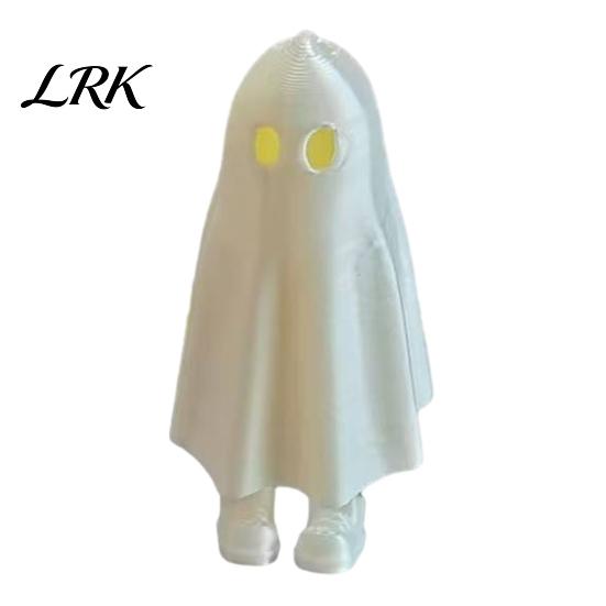 One-piece Ghost Sculpture 3D Printed Halloween Figurine, Spooky Statue, Movable Joints Durable Ornament Fidget Toy, Desktop Decoration for Home