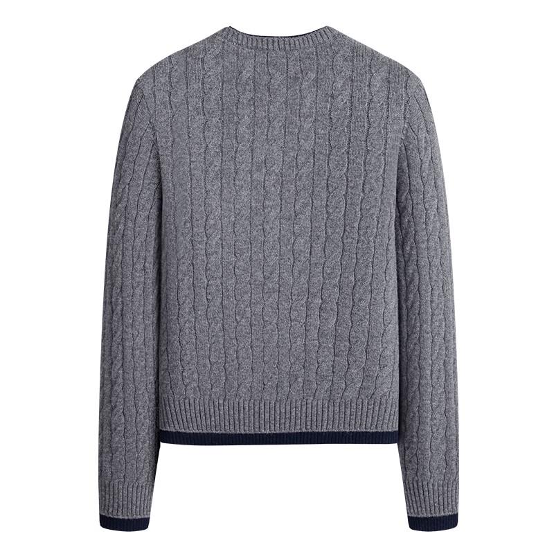 Navigare Women's Faux Two-Piece Cable Knit Long Sleeve Wool Sweater