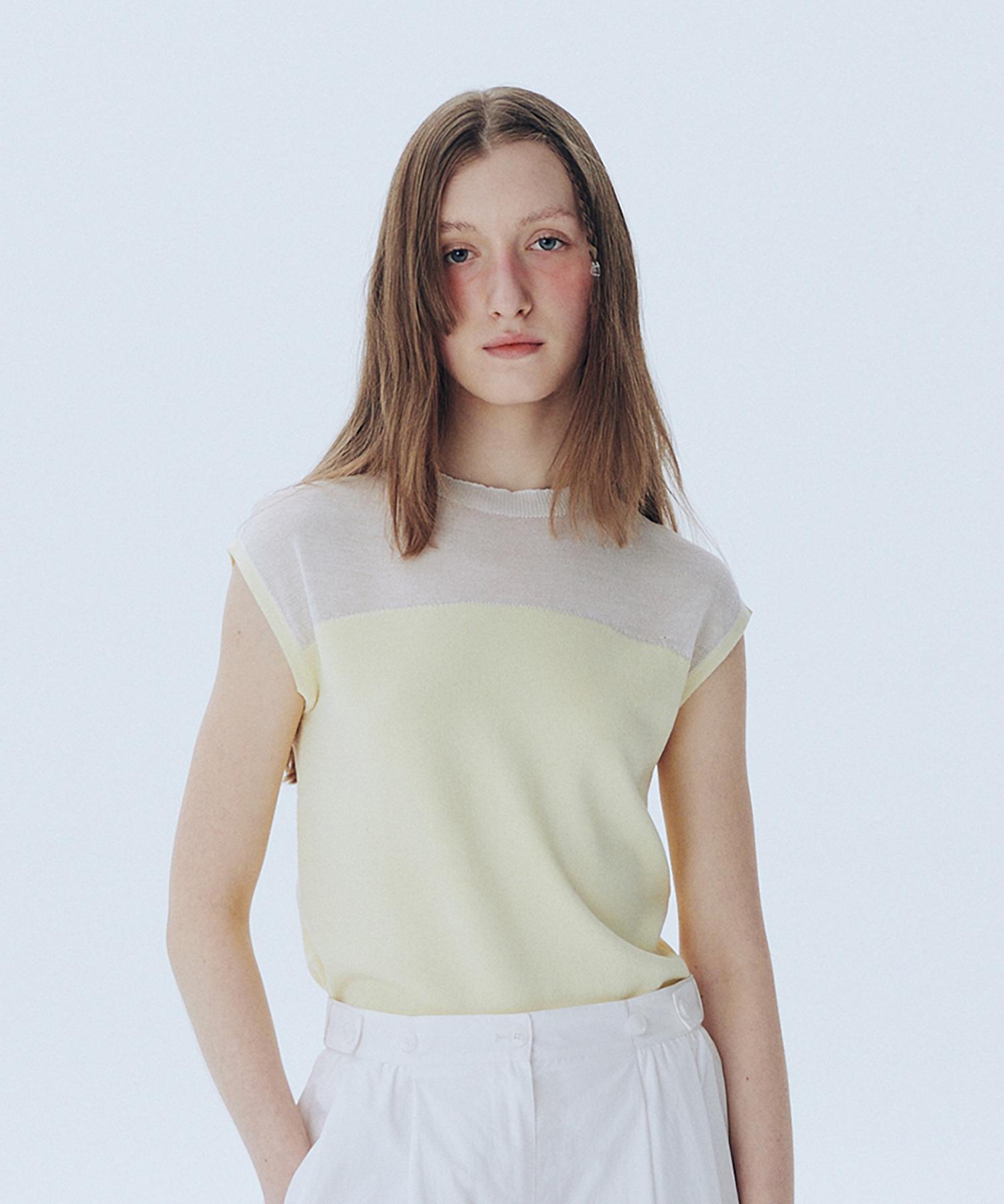 Awi Sheer Mock Neck Sweater_Light Yellow Light Yellow/Light Yellow