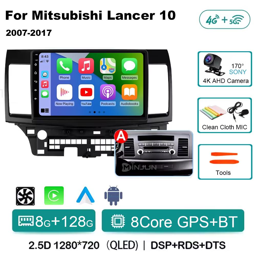 Android 14 Carplay Auto Car Radio Multimedia Player For Mitsubishi Lancer 2007-2013 Qualcomm Screen Autoradio Stereo Head Unit