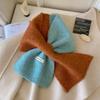 Knitted Cross Scarf Two-Tone Color Lazy Neck Warmer Stylish Knitted Scarf  For Women