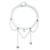 Sophiosticated Crystal Necklace with Heart Shaped Zircon and Adjustable Double Chain Tassels for Fashionable Women