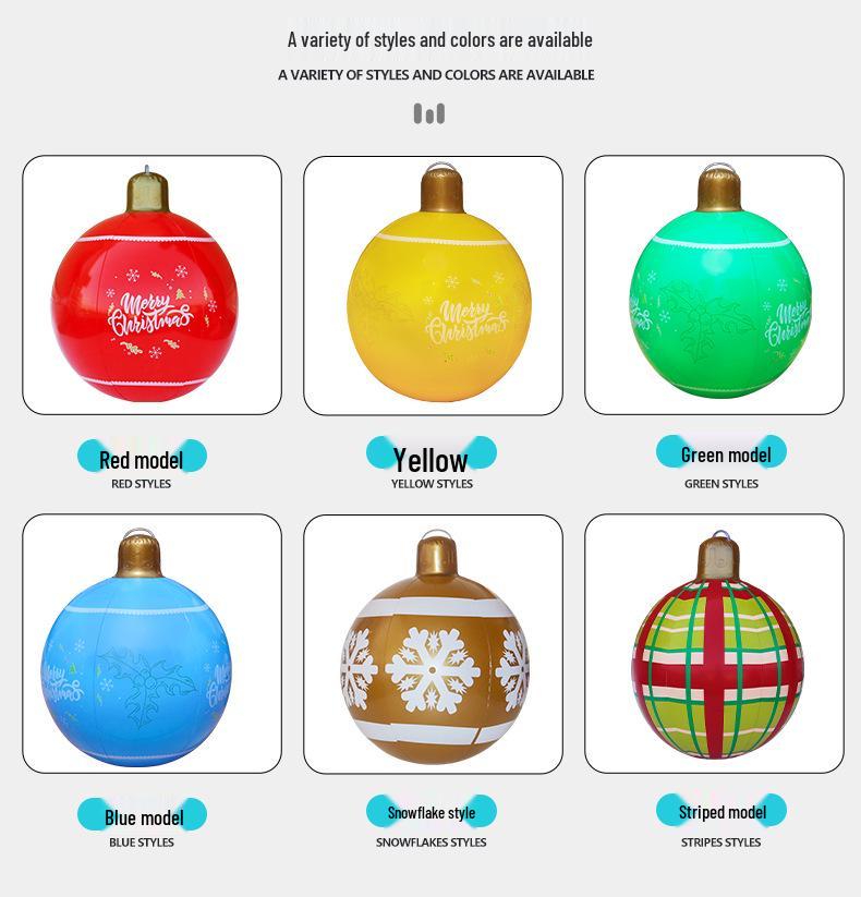 Outdoor PVC Inflatable Christmas Ball with Hanging Lantern for Courtyard Decoration