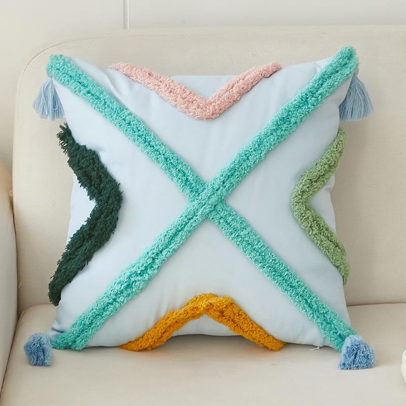 Красочные полотенца Вышитые подушки Вышитые диванные подушки Декоративные сочетания 45*45cm синий