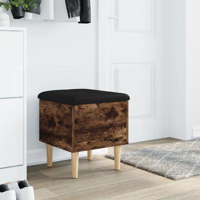Storage Bench In Smoked Oak Finish 42 X 42 X 46 Cm Engineered Wood