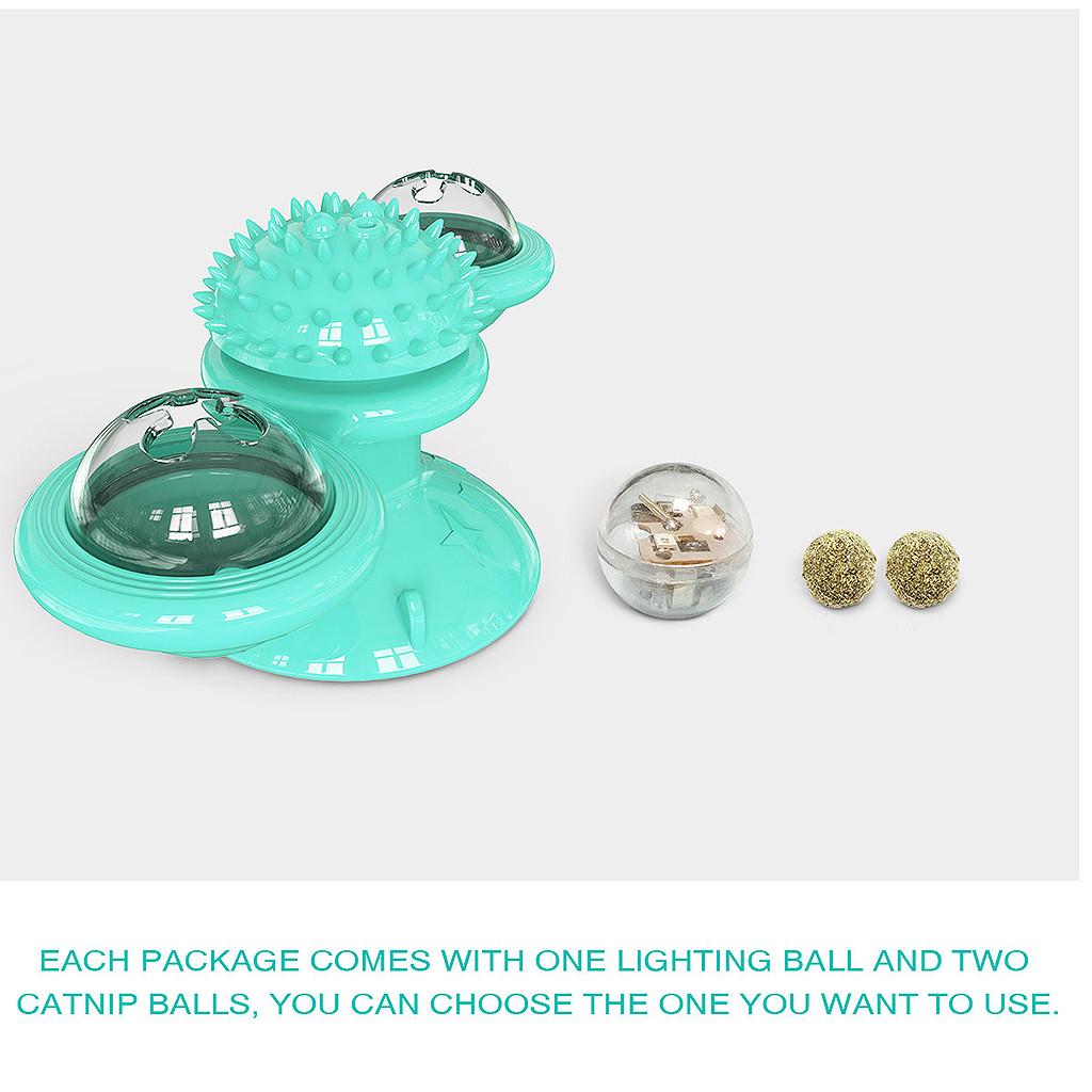 Windmill Cat Toy Turntable Teasing Pet Toy Scratching Tickle Cats Hair Brush 