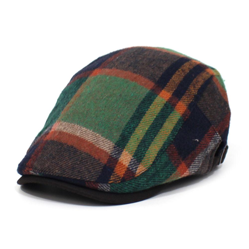 Cotton beret men s forward hat retro plaid hat casual fashion cap men s hat Adjustable