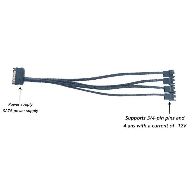 Qualität 4-Port SATA zu 4-Pin Splitterkabel Lüfteradapterkabel Kompatibel für Computer-Kühllüfter und Systeme