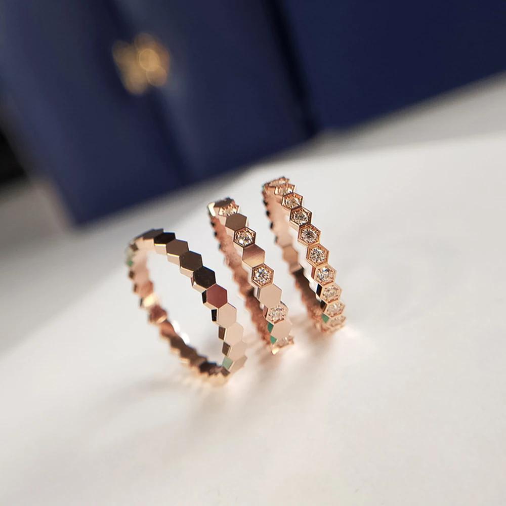 Huitan Fashion Simple Design Women Rings For Wedding Low-key Rose Gold Color/ Color Female Engagement Finger-ring Jewelry