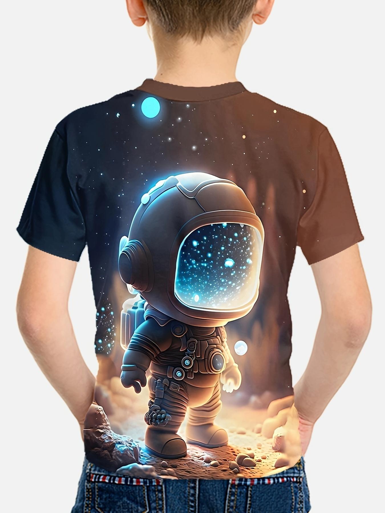 2024 летняя новая детская футболка с милым астронавтом и 3D принтом — фото 3