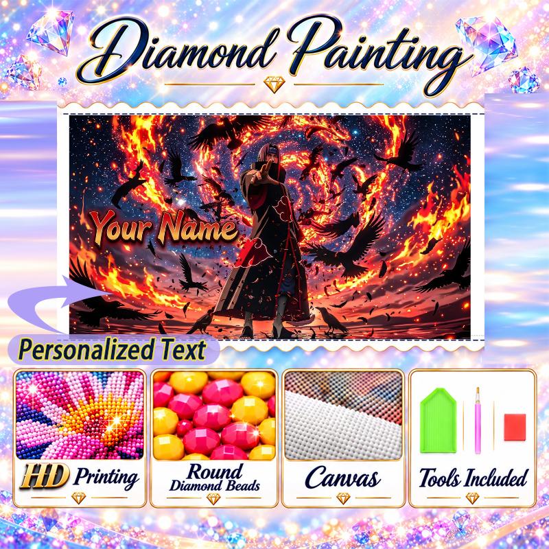 Personalized Itachi Uchiha Diamond Art Custom Name 5D Diamond Painting Full Drill DIY Craft