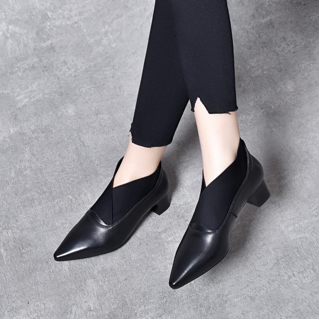 Pointed high heels women's shoes new deep mouth single shoes niche personality elastic mouth fashion shoes