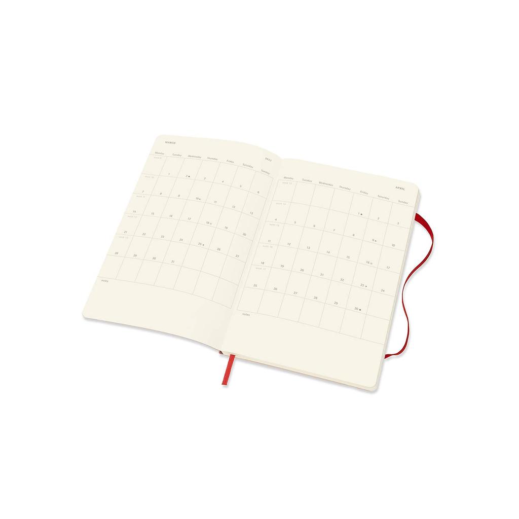 Moleskine Notebook 2022 January Start 12 Months Weekly Diary Soft Cover Large Size Scarlet Red DSF212WN3Y22