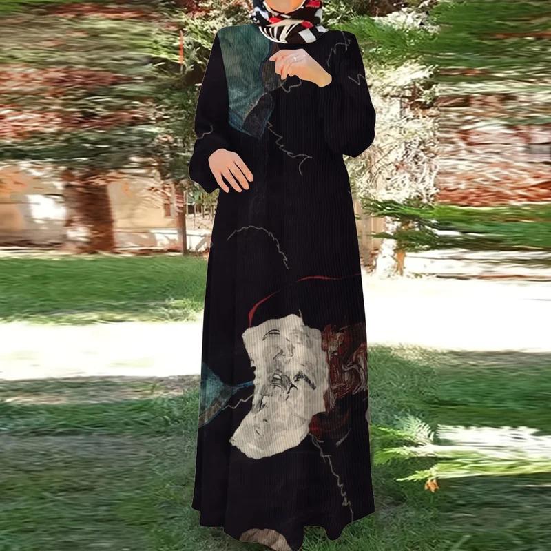 Muslimisches Gewand, modisch, Damen, geeignet für das Ramadan-Gebet, islamischer Stil, Rundhalsausschnitt, lange Ärmel, Damenbekleidung, klassische muslimische Kleidung,