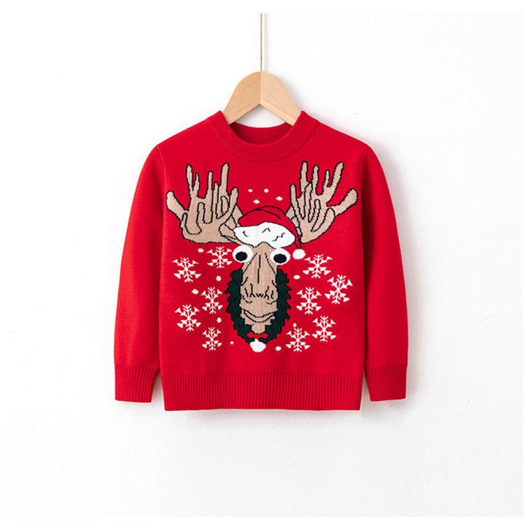 New Children's Christmas Sweater Collection: Girls' and Boys' Autumn/Winter Cartoon Pullover Knitwear