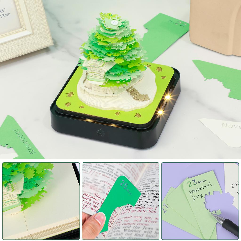 3D Desktop Calendar Sticky Notes Creative Art Crafts Souvenirs Paper Carvings Memo Pad New Year Gifts Office Desktop Ornament