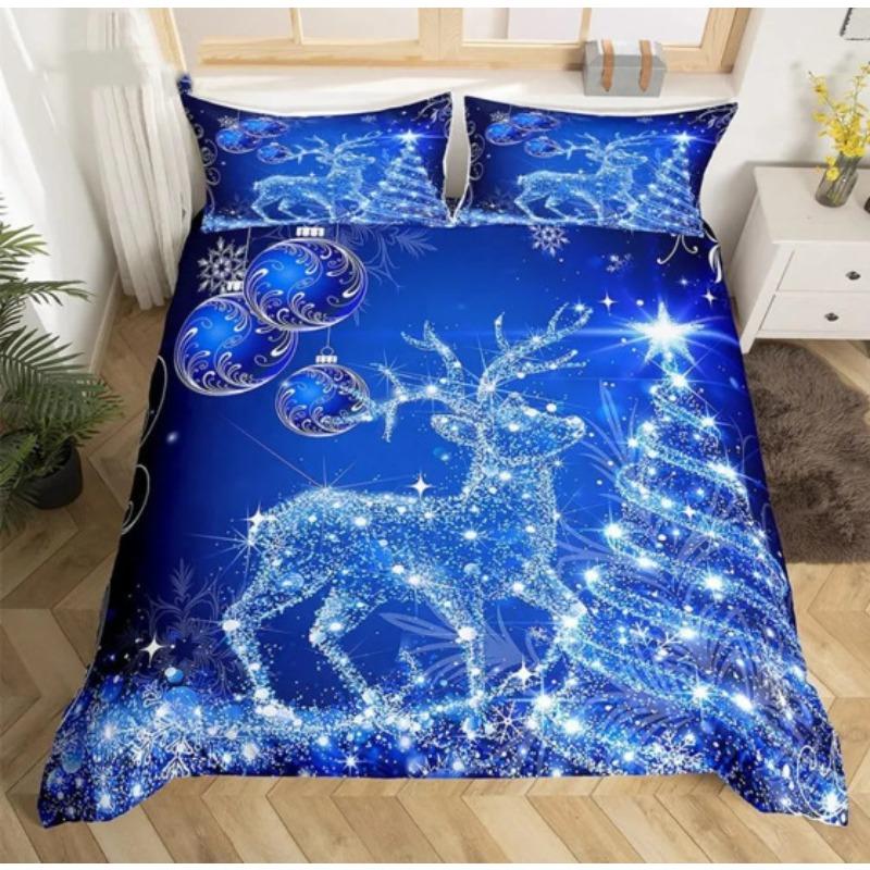 3D Digital Printing Christmas Three-Piece Set, Holiday Decoration Bedding Set