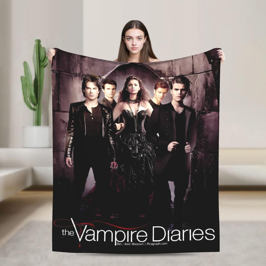 The Vampire Diaries Damon Salvatore TV Series Blanket Picnic Flannel Throw Blanket For Home Decor Soft Quality Bedspread Gift
