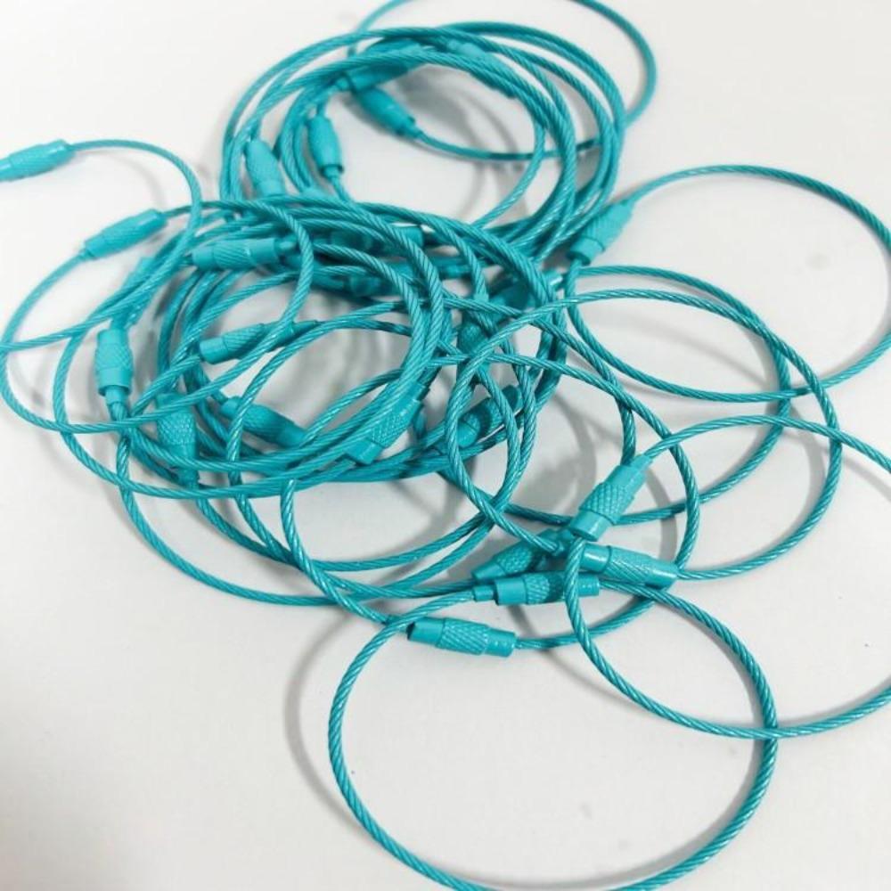 20PCS color paint wire rope 25 colors manufacturer wholesale key ring chain DIY tag cartoon key lanyard accessories