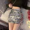 Minifuste cu paiete Femei Sclipitoare A-line Talie înaltă Fustă mulată pe șold Fete slabe Subțire Vară Primăvară Praty Elegantă Fustă de seară