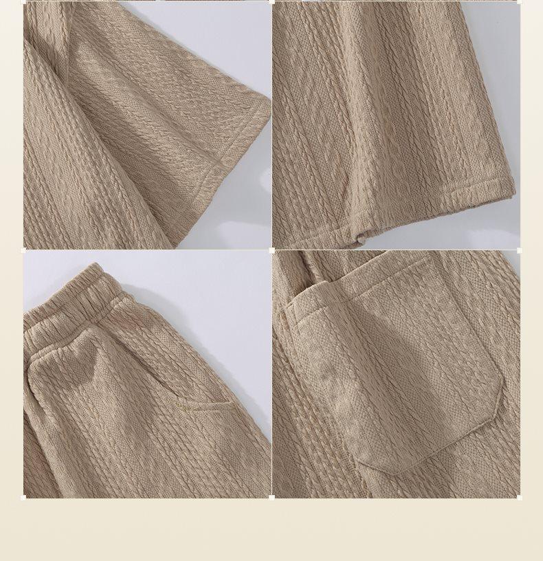 Men's Trendy Jacquard Lapel Short Sleeve T-shirt Set