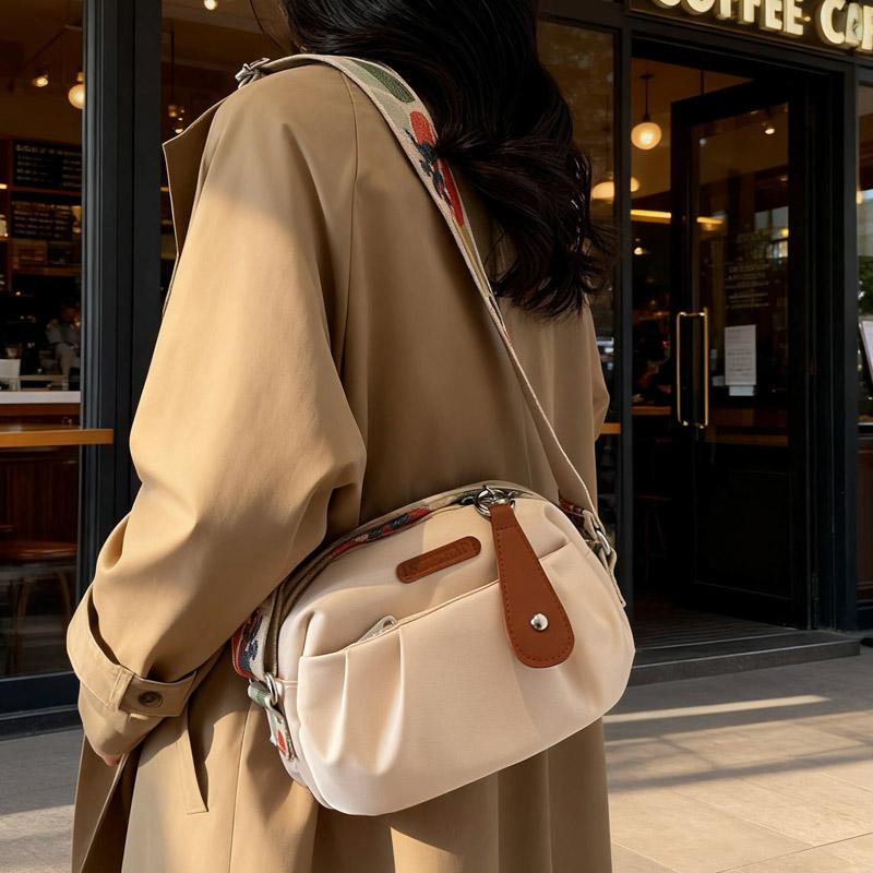 Trendy Multicolor Crossbody Bag Widen Belt Rectangle Single-Shoulder Bag Lightweight Oxford Cloth Tote Bag Daily Casual
