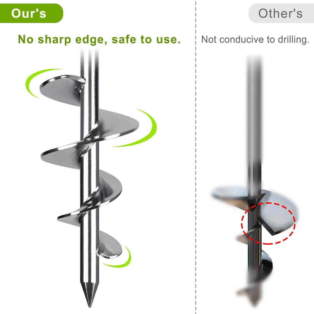 SELEWARE Ground Trampoline Tent Strong Wide Spiral Ground Anchors for and Animal Swing Sets 18-inch Screw-in Anchors, 4-Pack, Heavy-Duty Stakes,