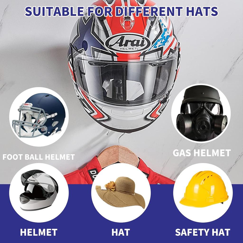 Motorcycle Helmet Rack Wall Mount Stain Steel Helmet Holder 180 Rotation Hanger with Double Hook Bike Helmet Holder Dropshipping