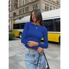 Damen Slim Top Langarmshirts Basic Crop Tops Ausgehmode Einfarbig Rundhals Layer Slim Fit Tops