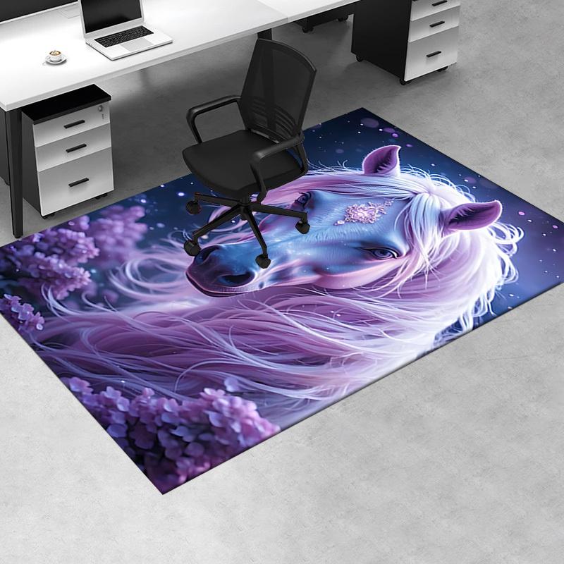 Charming Fantasy Horse Chair Mat Office Carpet, Oversized Rug for Home Decor, Sofa Mat, Desk Protect