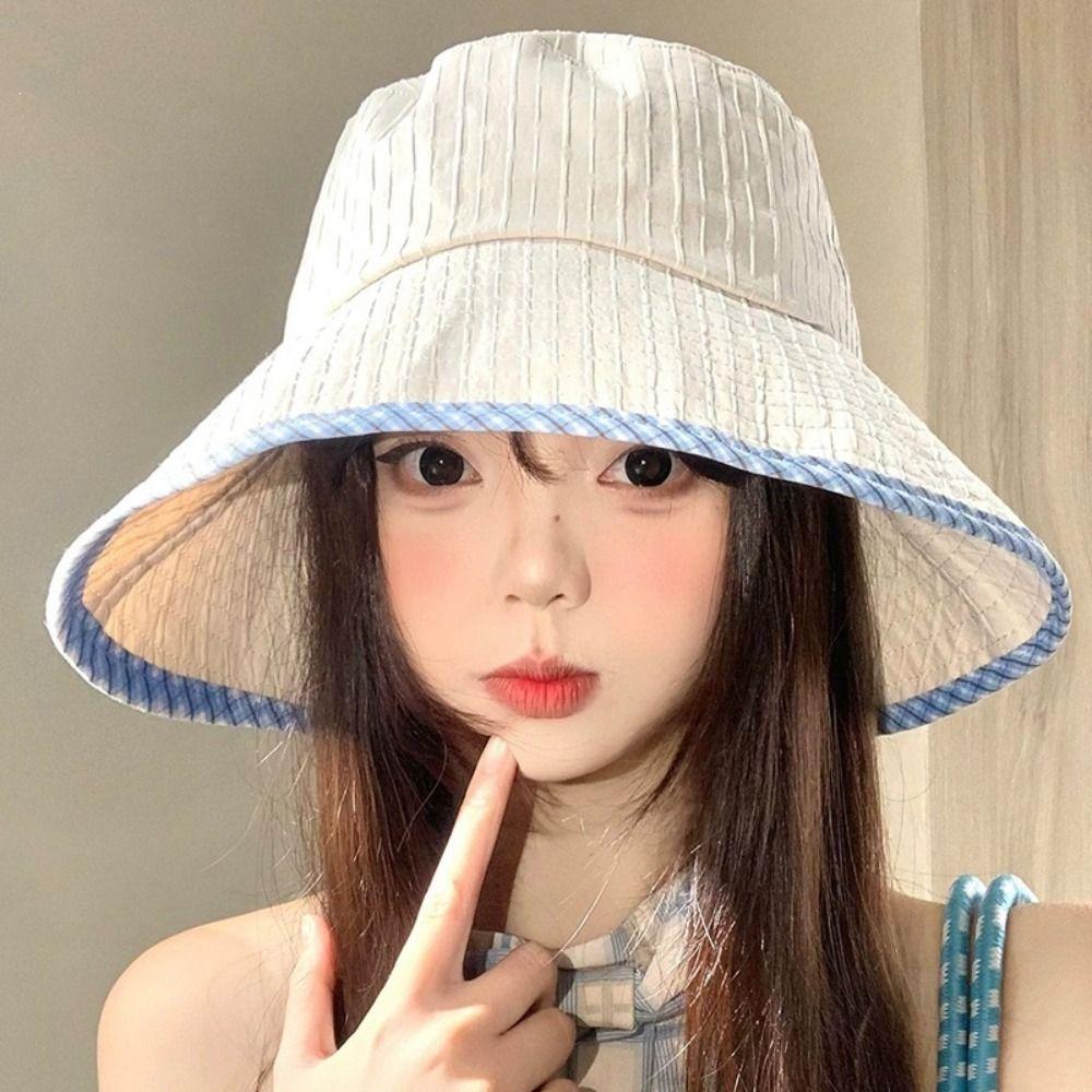 Bowknot Fisherman Hat Adjustable Sun Cap New Sunscreen Hat  Beach