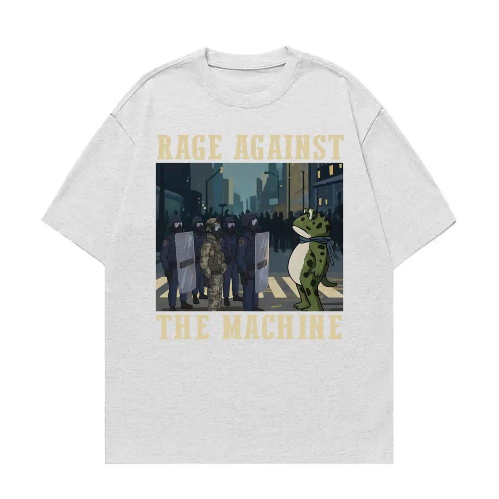 Portland Frog Protest Rage Against The Machine TShirt Funny Meme Graphic T Shirts Unisex Women Casual High Quality Cotton Tshirts