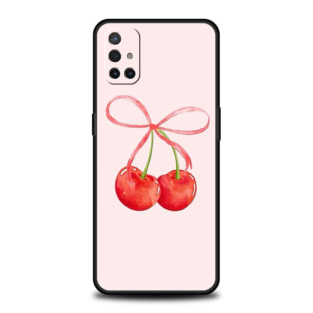 Phone Case For OnePlus 12 11 10 9 Pro 9T 12R 10R 9R 9RT 10T 8T 8 7 6T 7T Nord 2T CE 2 5G N200 N10 N100 Cover Cute Cherry Bow