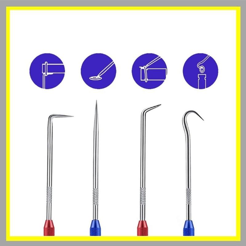 2Pcs Metal Scriber Seal Pick Puller Set O Rings Removers Angle Hook Tip Sealing Rings Picking Hook Group Tool Shaped Puller