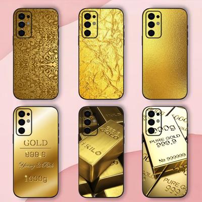 Goldenes Geldmuster Handyhülle Für Samsung S24,S21,S22,S23,S30,Ultra,S20,Plus,Fe,Lite,Note,10,9,5G Schwarzes Weiches Gehäuse