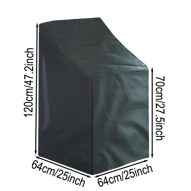 210D Oxford Cloth Waterproof Chair Cover, Black Outdoor Patio Seat Footstool Cover, Large All-Weather Furniture Protector