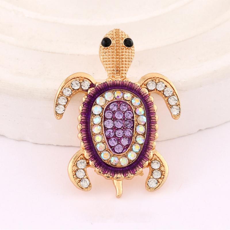 Fashion Shiny Rhinestone Animal Turtle Brooches For Women Clothing Coat Banquet Accessories Gifts